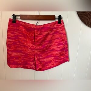 Will I Smith Women’s Orange & Fuchsia Geometric Print Shorts With Stretch Size 2